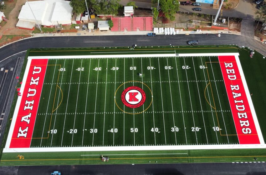  The 2022 Opening Of Kahuku’s New Athletic Field And Synthetic Track With ‘K’ Logo Promises To Be A Gigantic Shindig
