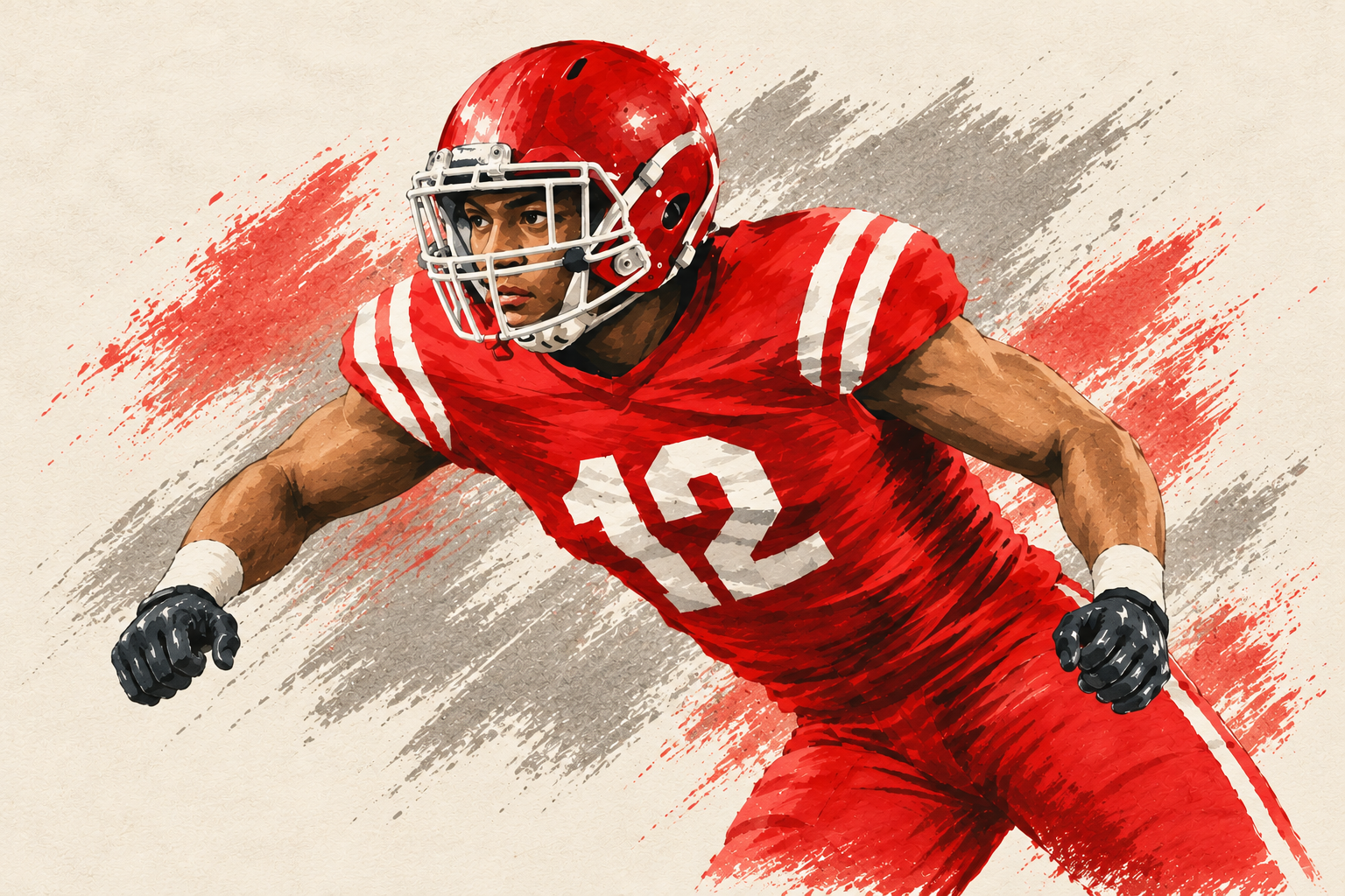An AI illustration of Kahuku's Leonard Ah You, 2022's Hawaii Defensive Player of the Year.